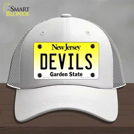 Devils New Jersey State Novelty License Plate Hat Mesh / White