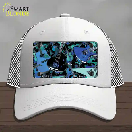 Guitars Blue Novelty License Plate Hat Mesh / White