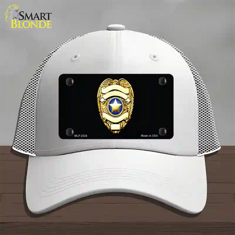 Police Badge Novelty License Plate Hat Mesh / White