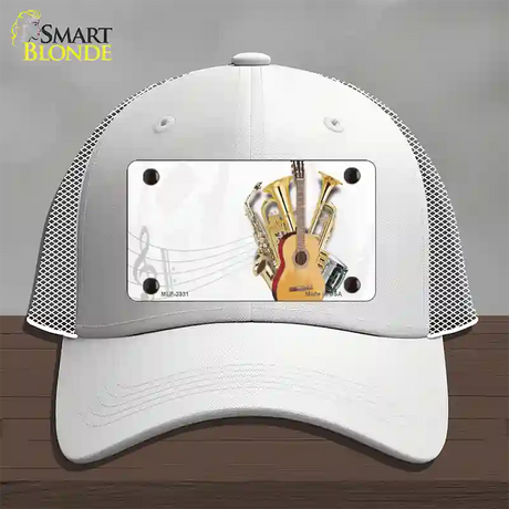 Musical Instruments Offset Novelty License Plate Hat Mesh / White