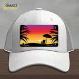 Sunset Beach Novelty License Plate Hat Mesh / White