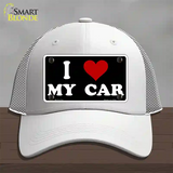 I Love My Car Black Novelty License Plate Hat Mesh / White