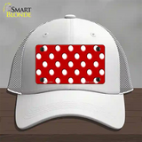 White Polka Dots Red Novelty License Plate Hat Mesh / White