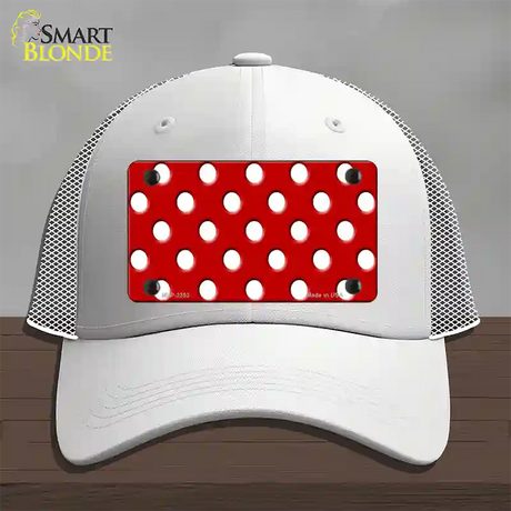 White Polka Dots Red Novelty License Plate Hat Mesh / White