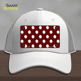 White Polka Dots Burgundy Novelty License Plate Hat Mesh / White