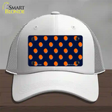 Orange Polka Dots Navy Blue Novelty License Plate Hat Mesh / White