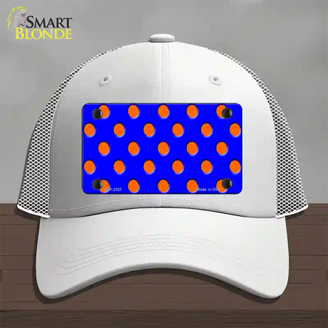 Orange Polka Dots Royal Blue Novelty License Plate Hat Mesh / White