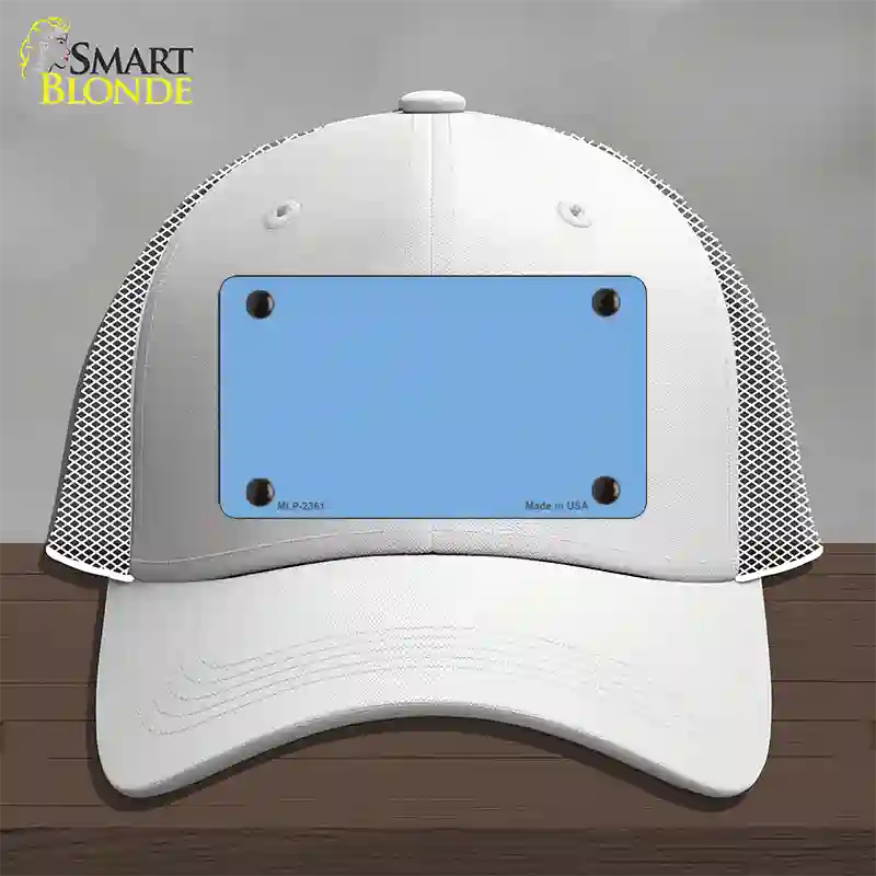 Baby Blue Solid Novelty License Plate Hat Mesh / White