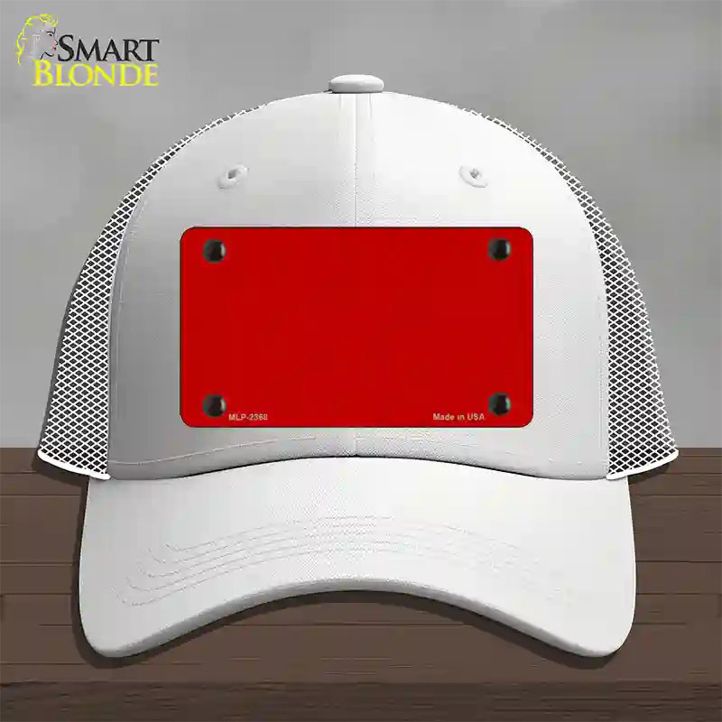 Red Solid Novelty License Plate Hat Mesh / White