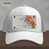 Crab And Seashells Novelty License Plate Hat Mesh / White