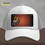 Dirt Bike Rider Offset Novelty License Plate Hat Mesh / White