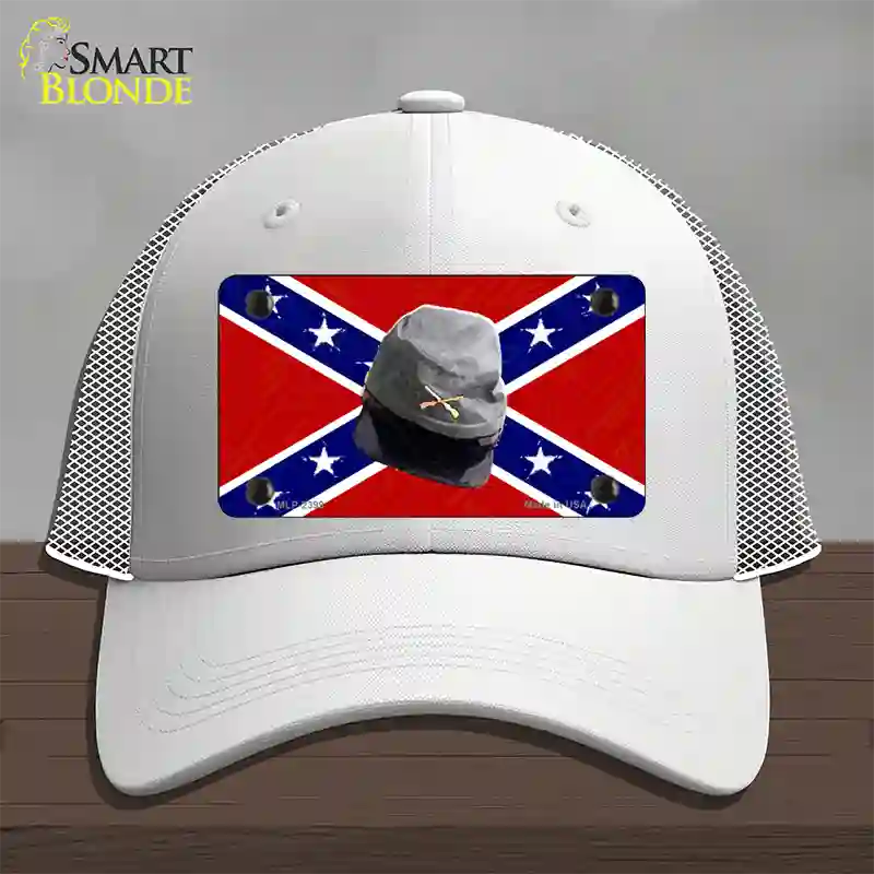 Confederate Army Cap Novelty License Plate Hat Mesh / White