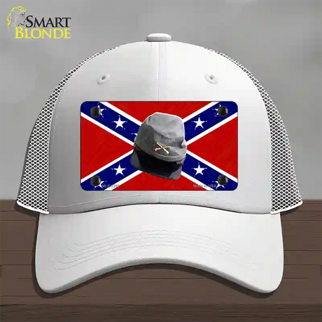 Confederate Army Cap Novelty License Plate Hat Mesh / White