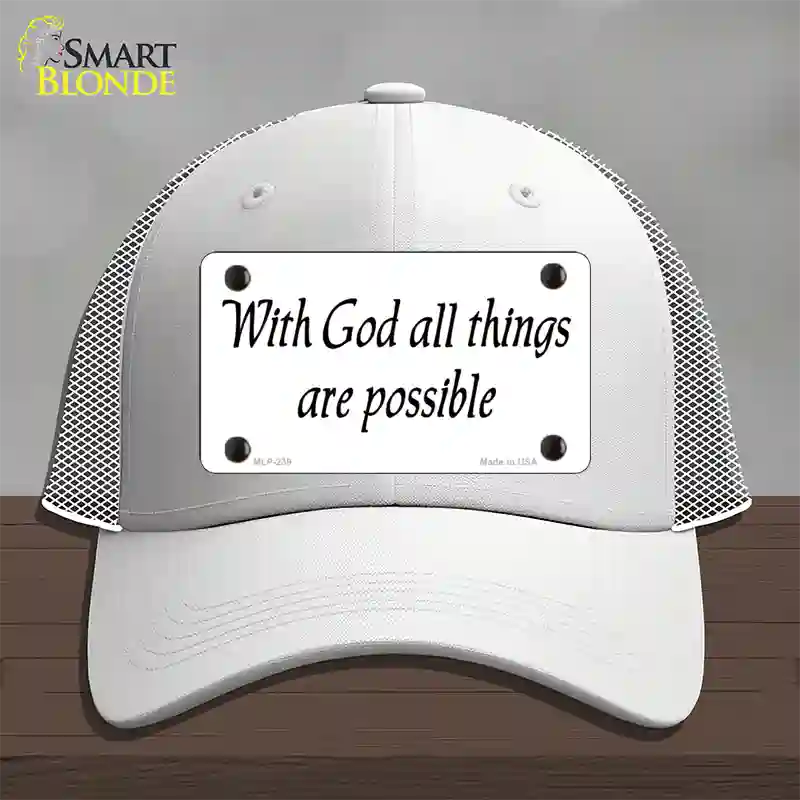 All Things Possible Novelty License Plate Hat Mesh / White