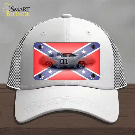 Confederate Flag Charger Novelty License Plate Hat Mesh / White