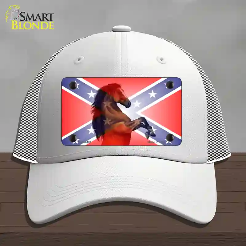 Confederate Flag Stallion Horse Novelty License Plate Hat Mesh / White