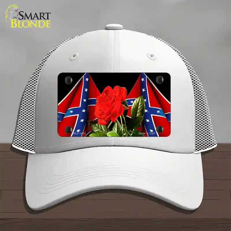 Rebel Rose Novelty License Plate Hat Mesh / White