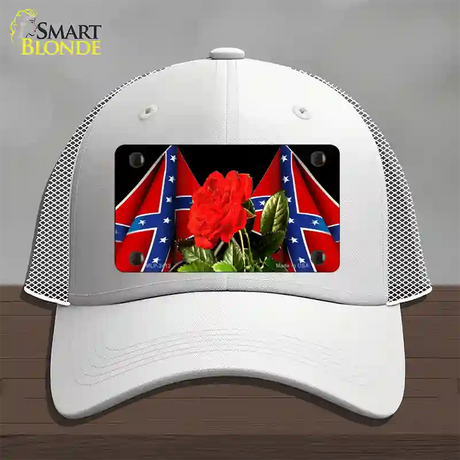 Rebel Rose Novelty License Plate Hat Mesh / White