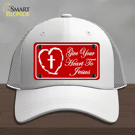 Give Your Heart To Jesus Novelty License Plate Hat Mesh / White