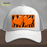 Orange Black Zebra Orange Centered Hearts Novelty License Plate Hat Mesh / White