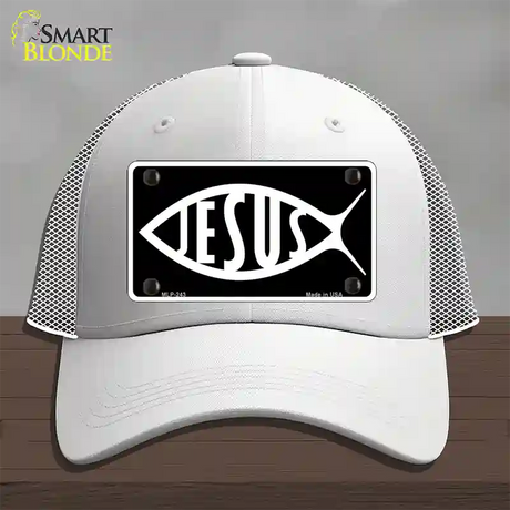 Jesus Fish Novelty License Plate Hat Mesh / White