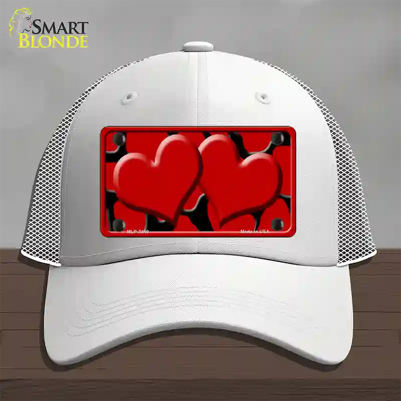 Red Black Giraffe Red Centered Hearts Novelty License Plate Hat Mesh / White