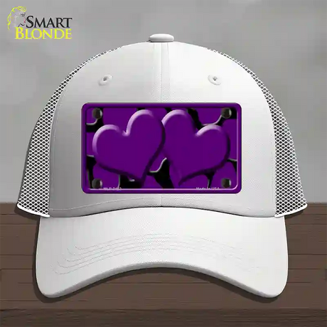 Purple Black Giraffe Purple Centered Hearts Novelty License Plate Hat Mesh / White