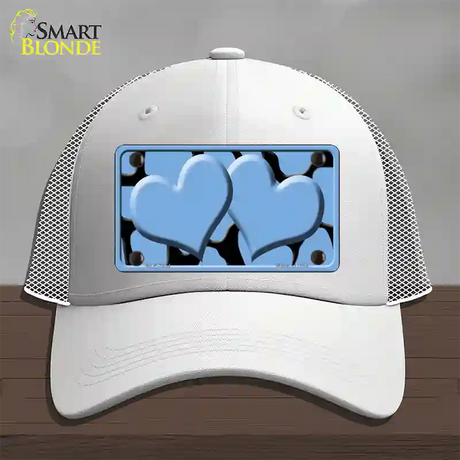 Light Blue Black Giraffe Light Blue Centered Hearts Novelty License Plate Hat Mesh / White