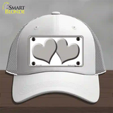 Solid Grey Centered Hearts White Novelty License Plate Hat Mesh / White