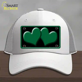 Solid Green Centered Hearts Black Novelty License Plate Hat Mesh / White