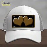 Solid Brown Centered Hearts Black Novelty License Plate Hat Mesh / White