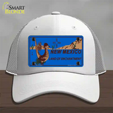 Roadrunner Blue New Mexico Novelty License Plate Hat Mesh / White