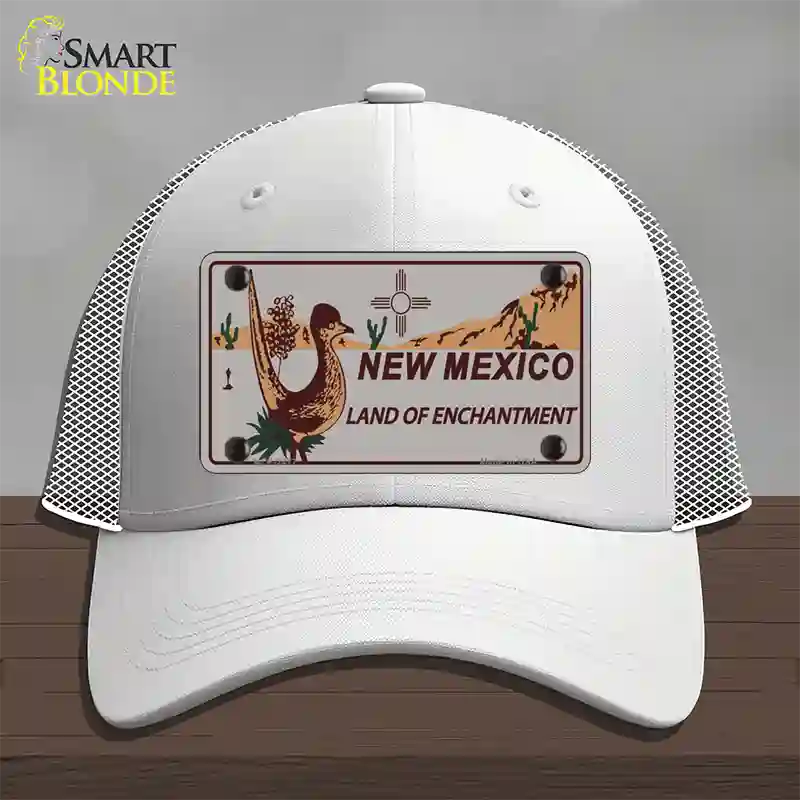 Roadrunner Gray New Mexico Novelty License Plate Hat Mesh / White