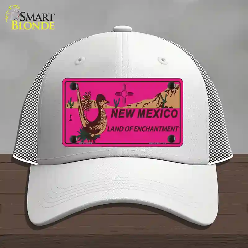 Roadrunner Pink New Mexico Novelty License Plate Hat Mesh / White