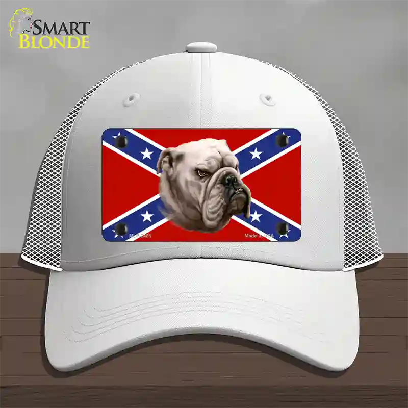 Confederate Flag Bulldog Novelty License Plate Hat Mesh / White