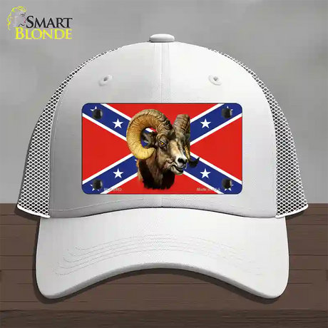 Confederate Flag Ram Novelty License Plate Hat Mesh / White