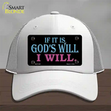 If Its Gods Will Novelty License Plate Hat Mesh / White