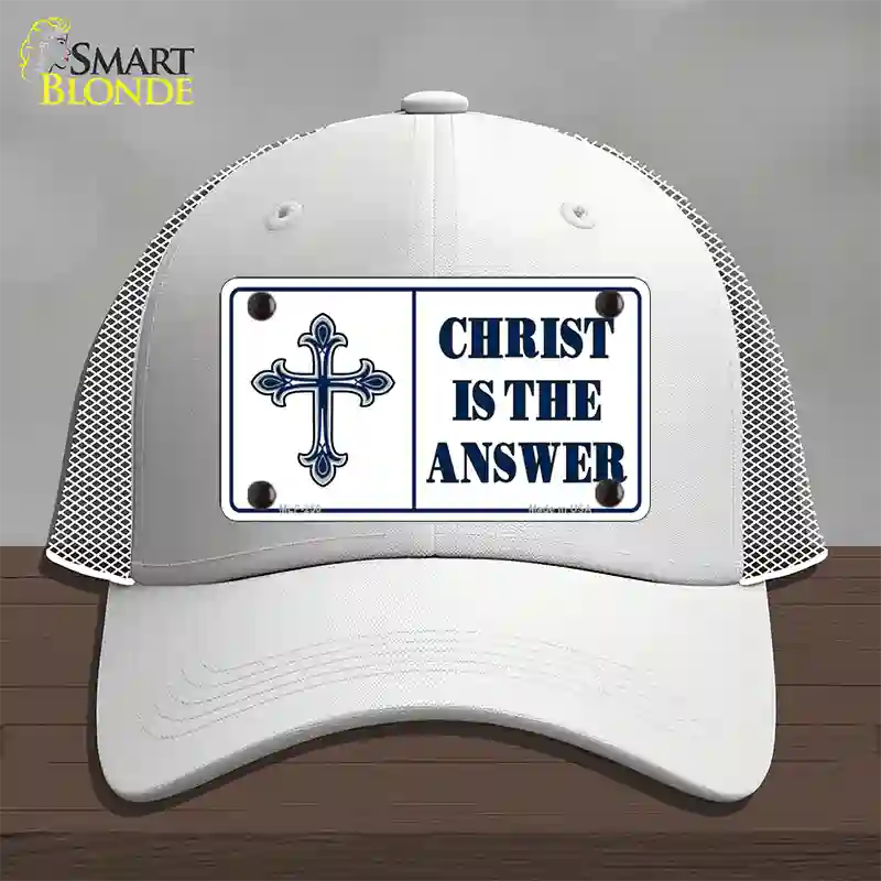 Christ Is The Answer Novelty License Plate Hat Mesh / White