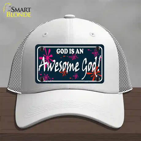 God Is An Awesome God Novelty License Plate Hat Mesh / White