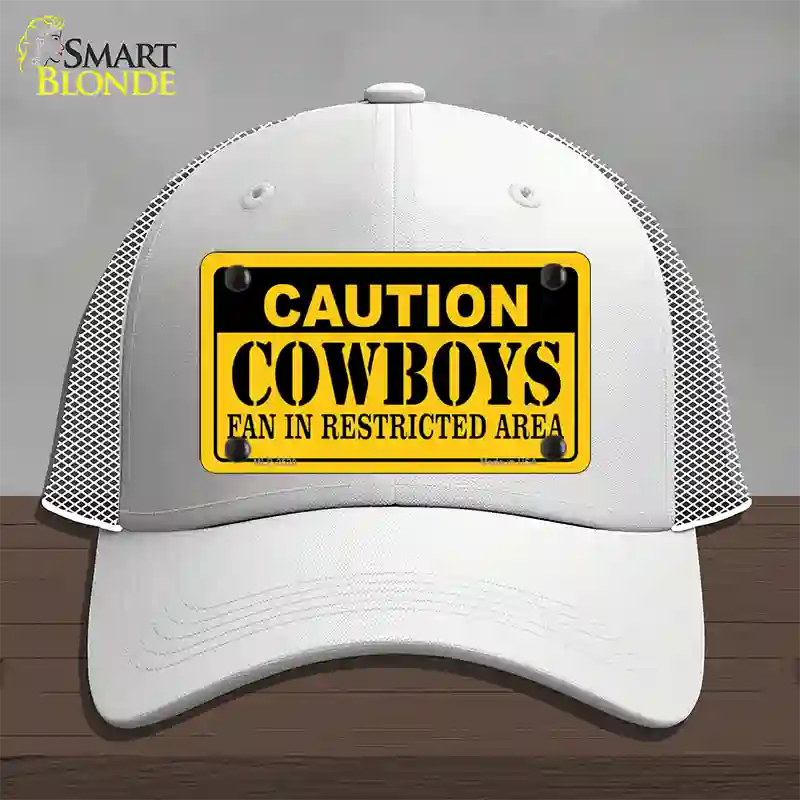 Caution Cowboys Novelty License Plate Hat Mesh / White