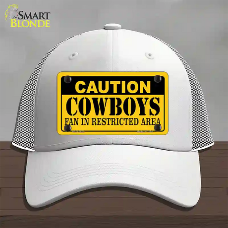 Caution Cowboys Novelty License Plate Hat Mesh / White