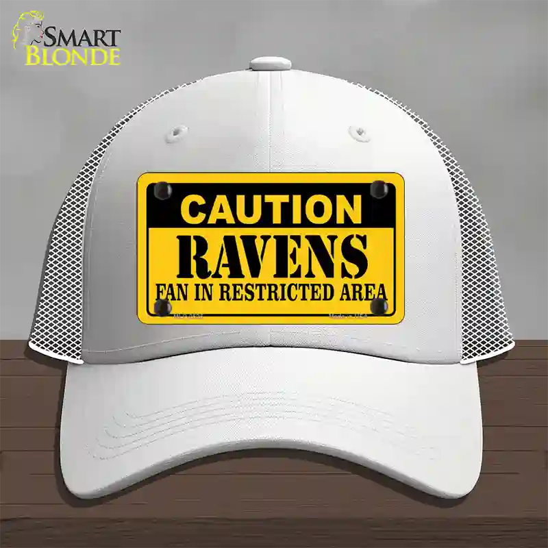 Caution Ravens Novelty License Plate Hat Mesh / White