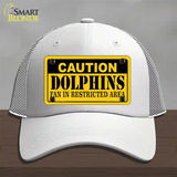 Caution Dolphins Novelty License Plate Hat Mesh / White