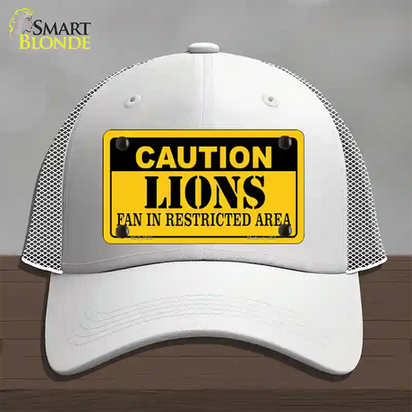 Caution Lions Novelty License Plate Hat Mesh / White