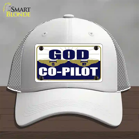 God Is My Co-Pilot Novelty License Plate Hat Mesh / White