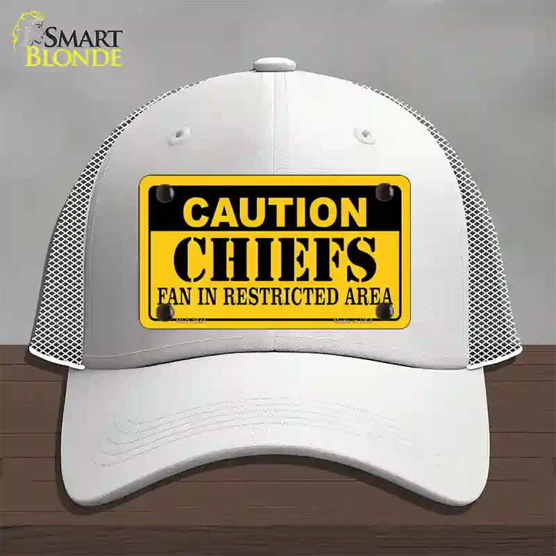 Caution Chiefs Novelty License Plate Hat Mesh / White