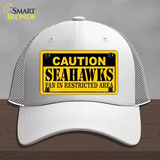 Caution Seahawks Novelty License Plate Hat Mesh / White