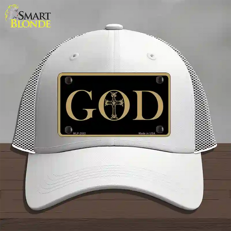 God Novelty License Plate Hat Mesh / White