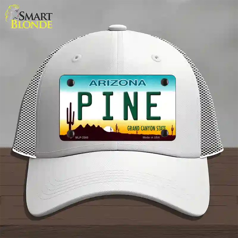 Pine Arizona Novelty License Plate Hat Mesh / White