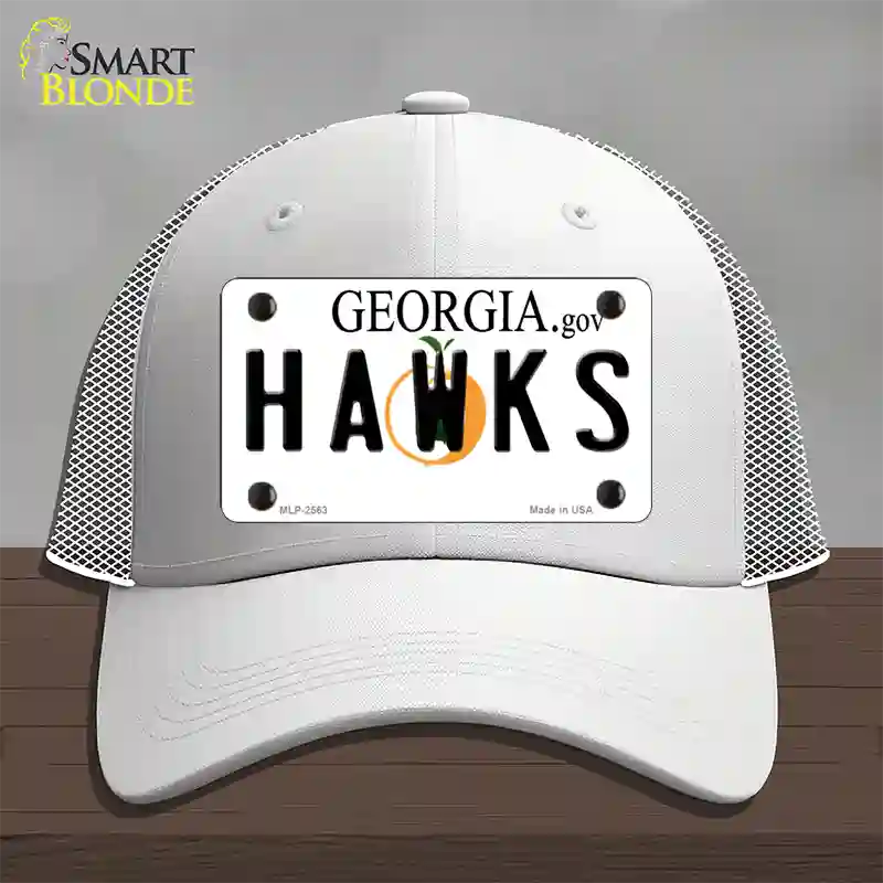 Hawks Georgia State Novelty License Plate Hat Mesh / White